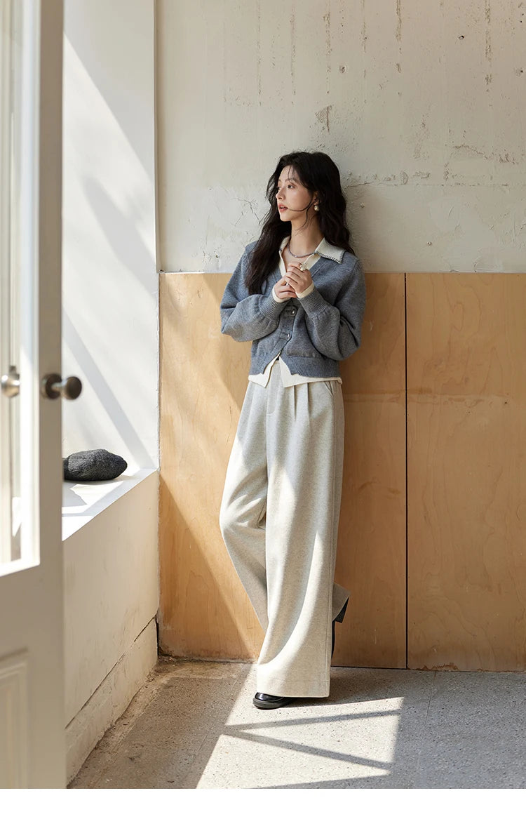 Mishow Fake Two-Piece Splicing V-Neck Cardigan MXD41Z0712