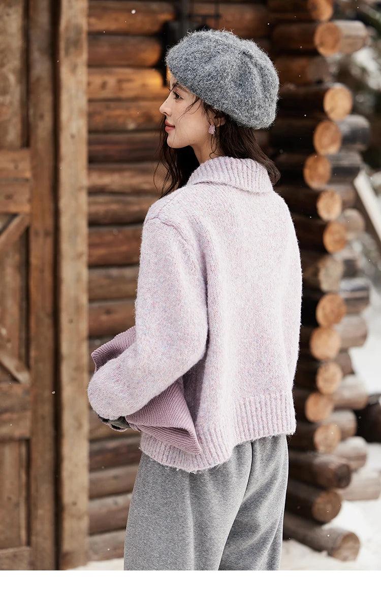 Mishow Turn Down Collar Wool Blend Cardigan MXD59Z1136