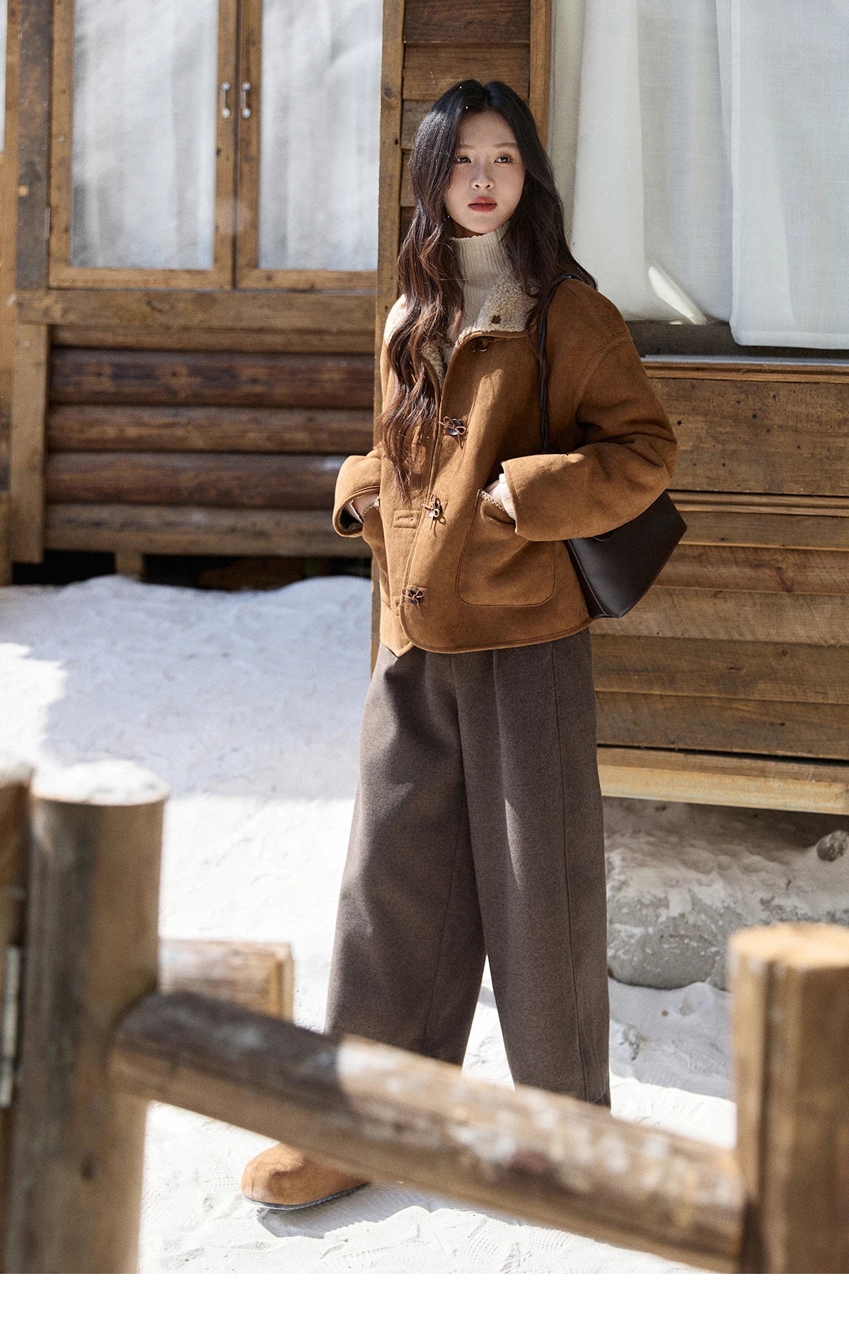 Mishow Brown Reversible Shearling Coat MXE93W1012