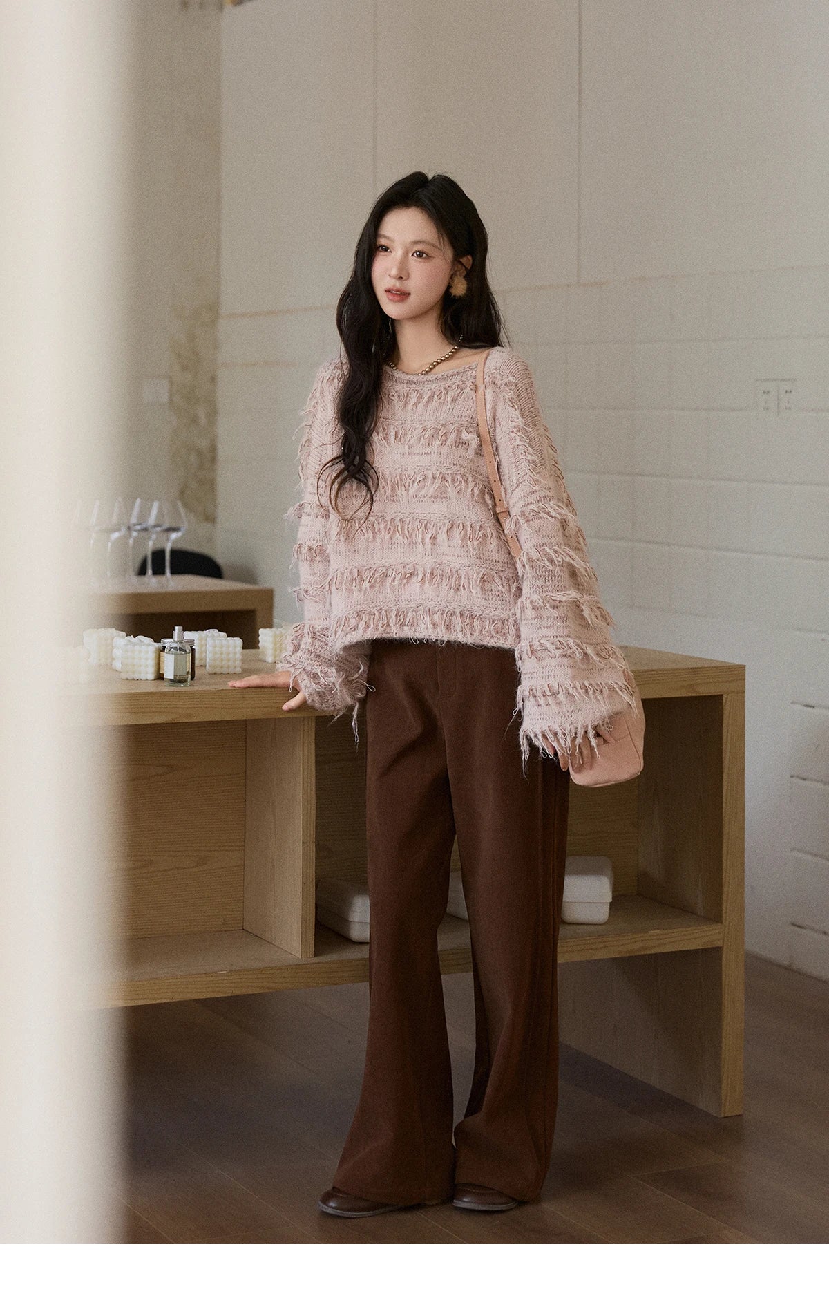 Mishow Tassel Bead Wool Blended Thick Sweater MXE90Z2822