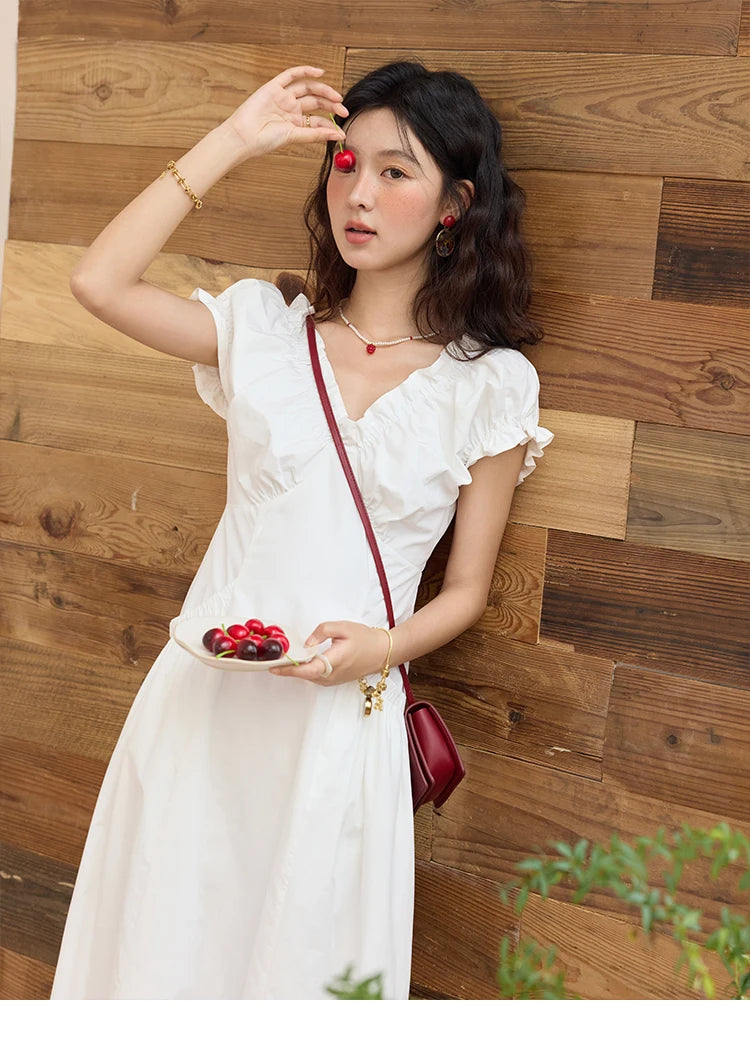 Mishow V-Neck Puff Sleeve Office Midi Dress MXD29L1934