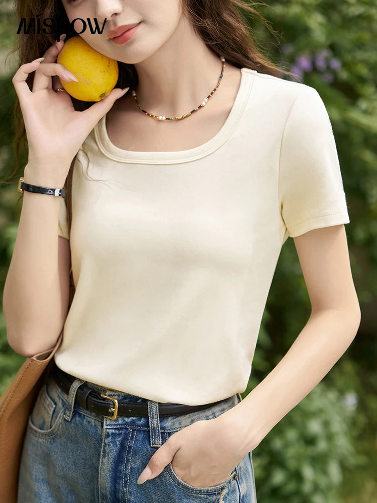 Mishow Square Neck Solid Tee MXC12T0641