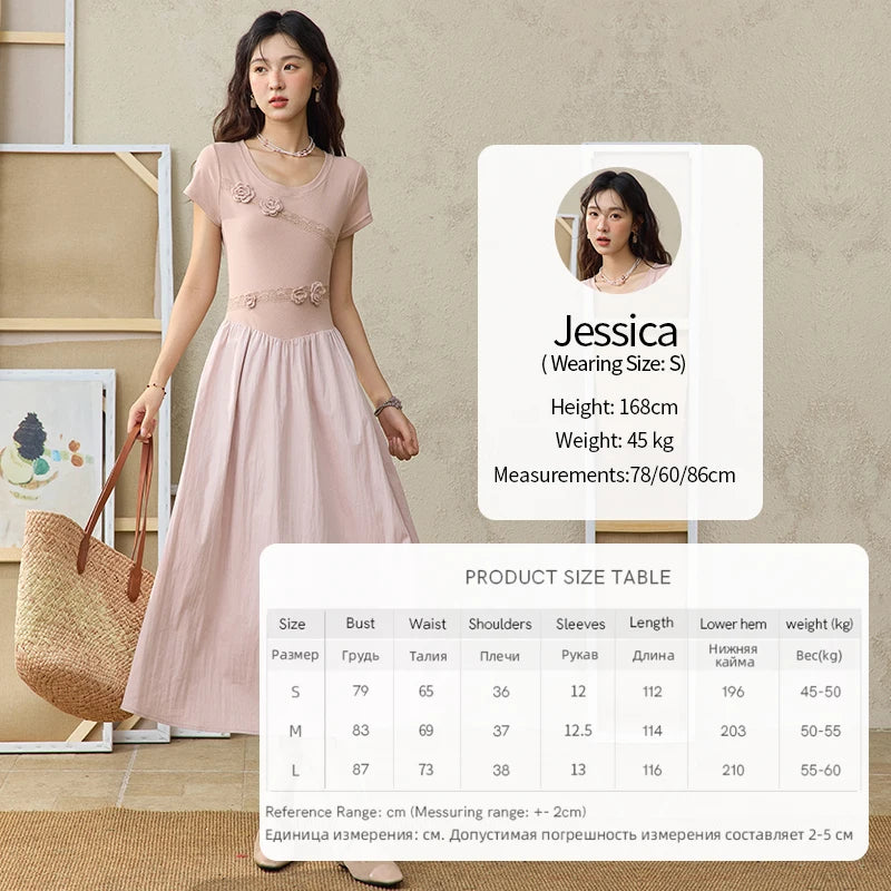 Mishow French Pink Woven Patchwork Knit Dress MXE36L2247