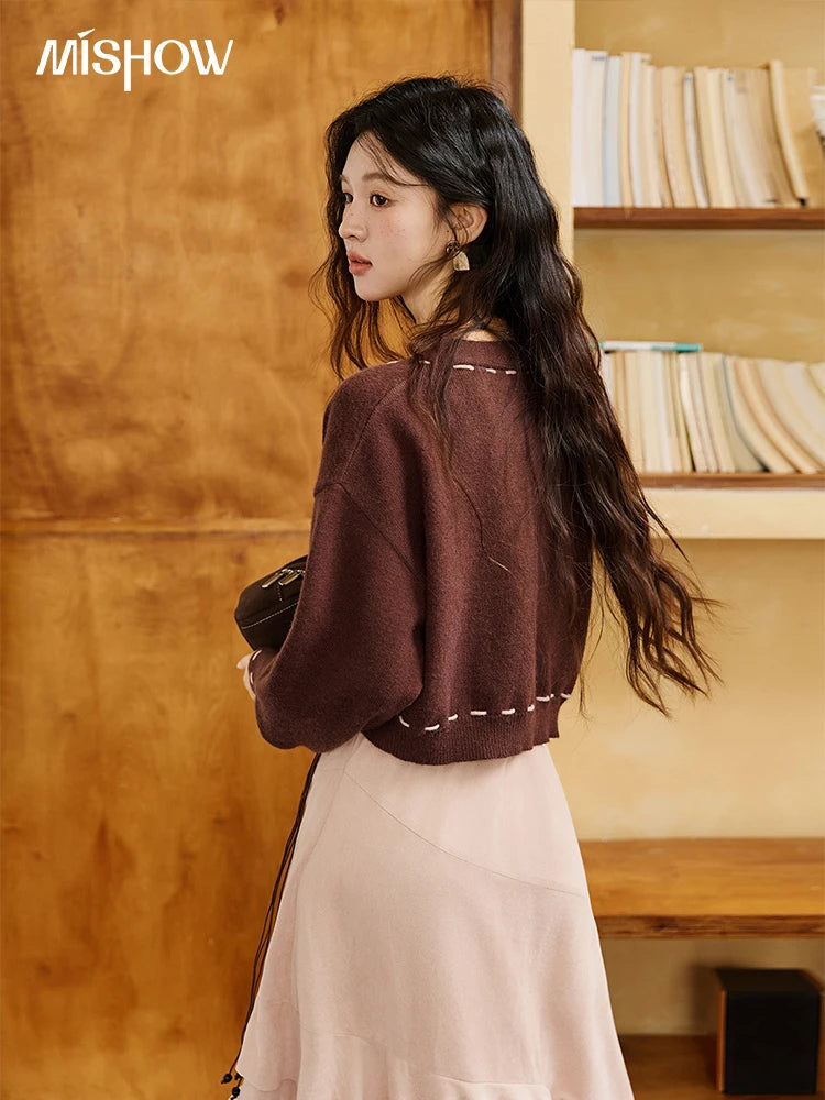 Mishow Frosted Velvet Cardigan & Camisole Dress Set MXE47T1382