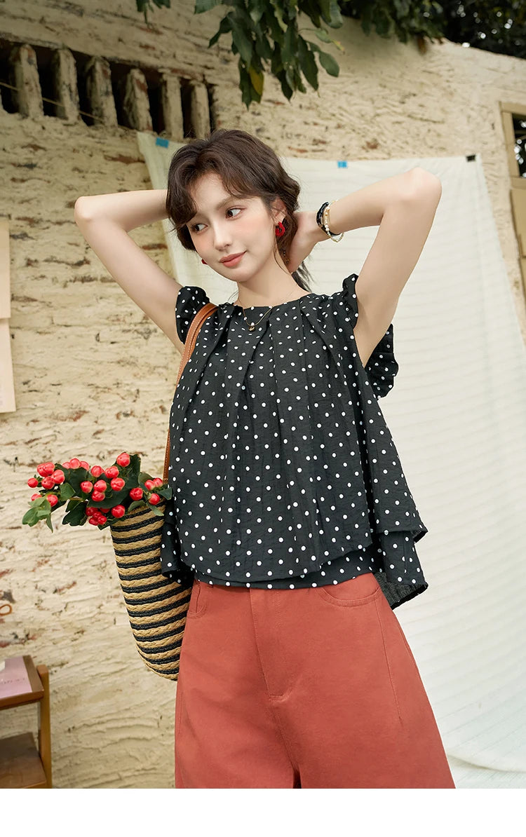 MISHOW Red Casual Shorts High Waist Loose Straight Leg Pockets MXD25K0679