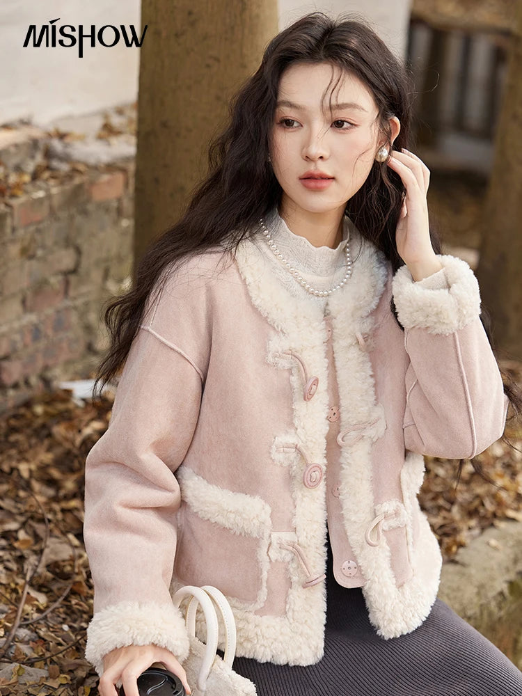 MISHOW Double Face Fur Coat Suede Splicing Fleece Warm MXD55W0646