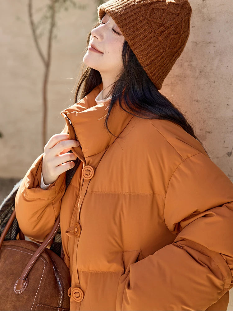 Mishow Minimalist Zipper Short Down Jacket MXD42Y0047