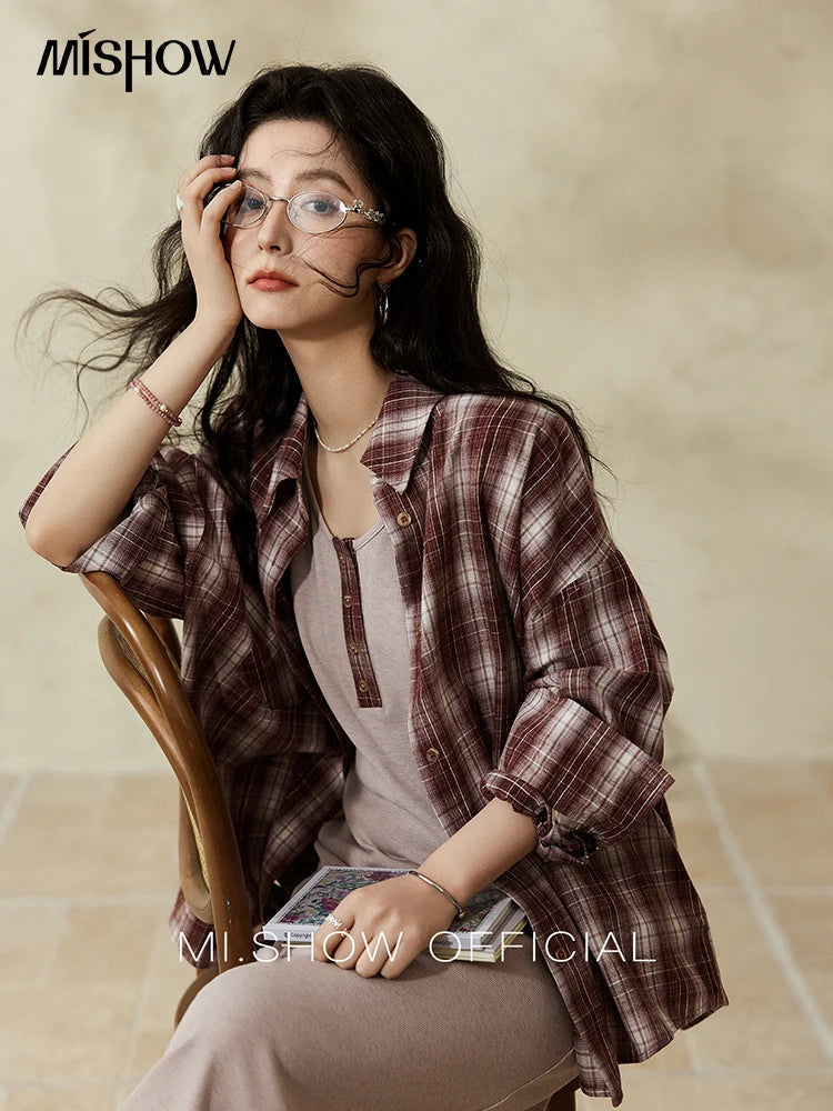 Mishow Plaid Shirt Grey Vest Dress (Separately) MXE13L2093