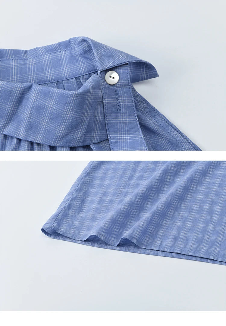 Mishow Plaid Hanging Neck Button Top & A-Line Skirt Set MXE39T0711
