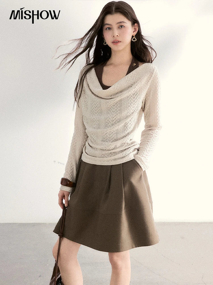 Mishow A-Line Flower Bud Pleated Skirt MXF108B0767