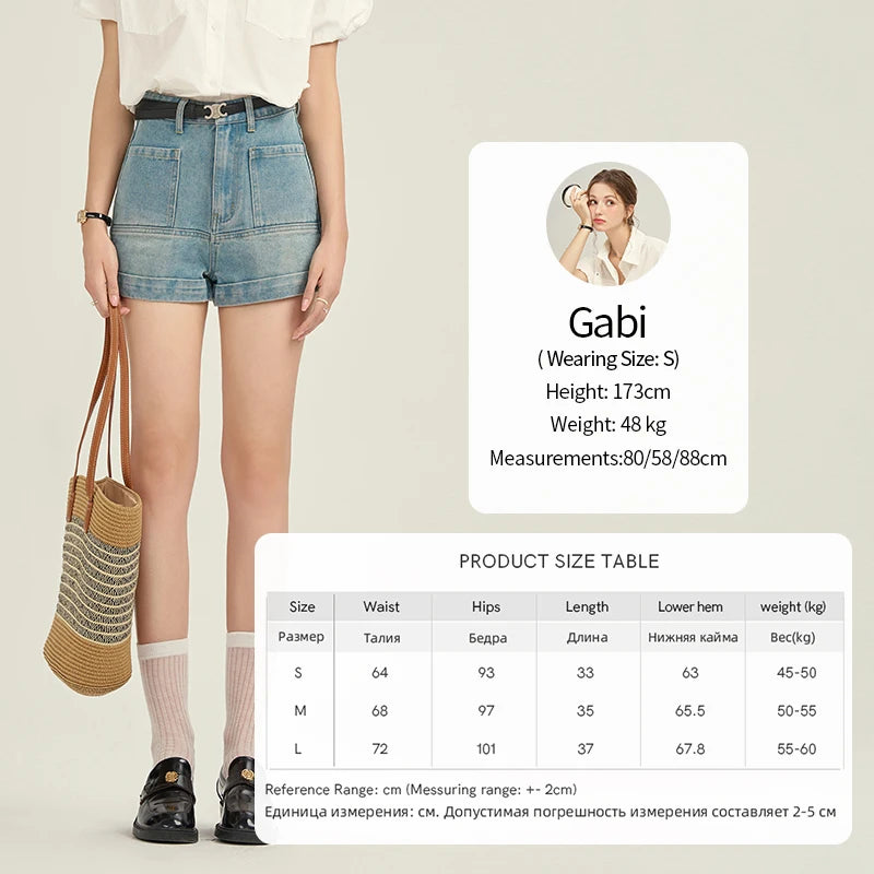 Mishow Denim Blue High Waist Straight Shorts MPD26K0618