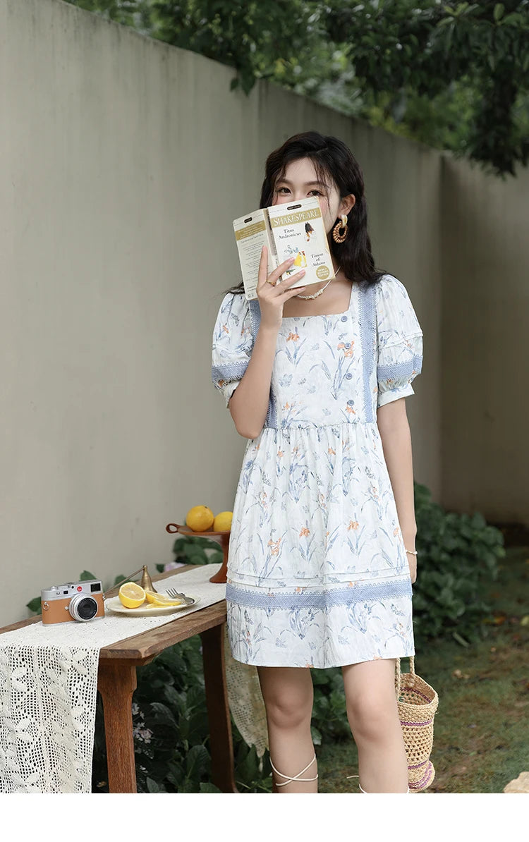 Mishow Ink Wash Print Square Neck Lace Doll Dress MXD29L1932