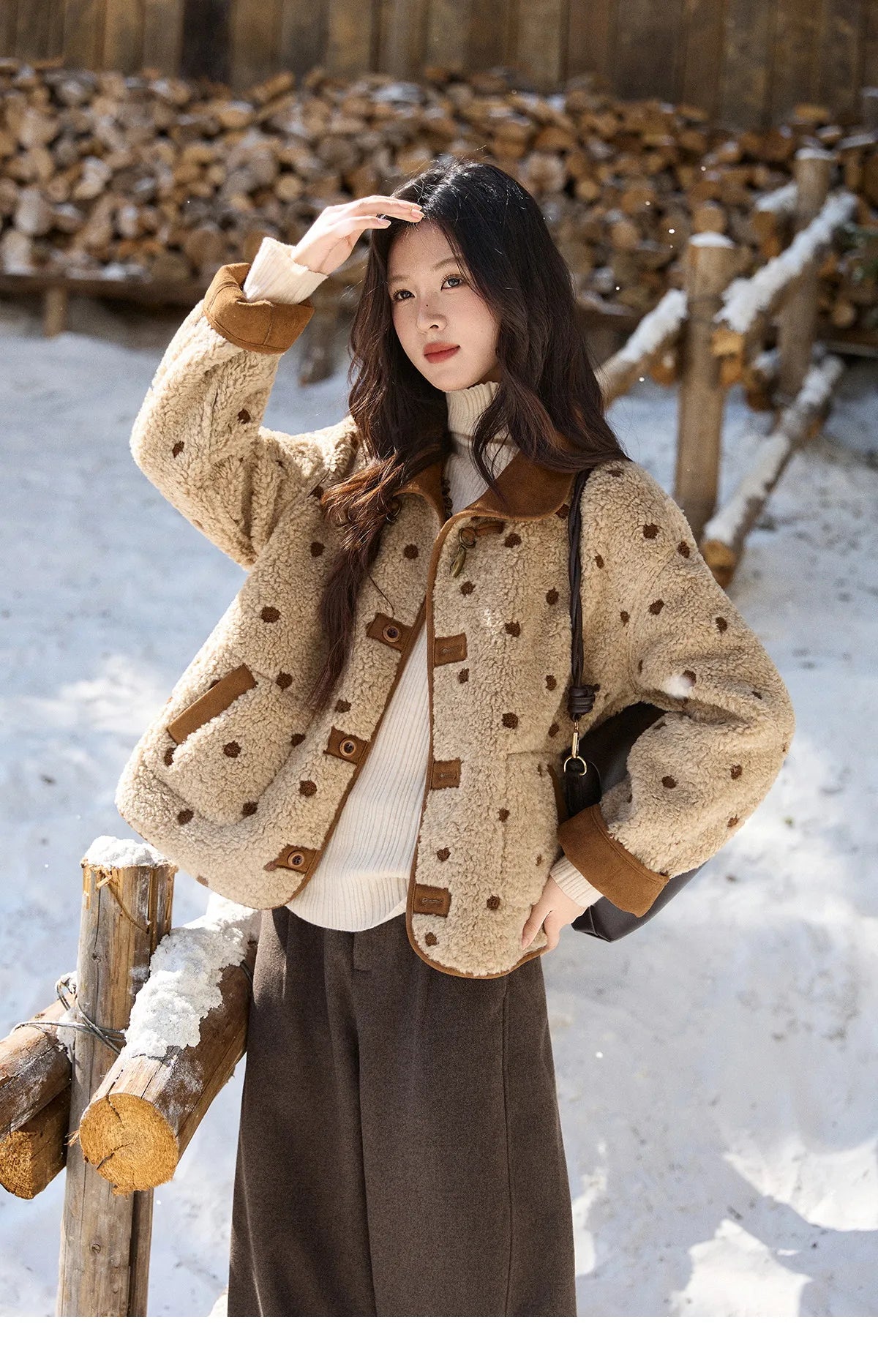 Mishow Brown Reversible Shearling Coat MXE93W1012