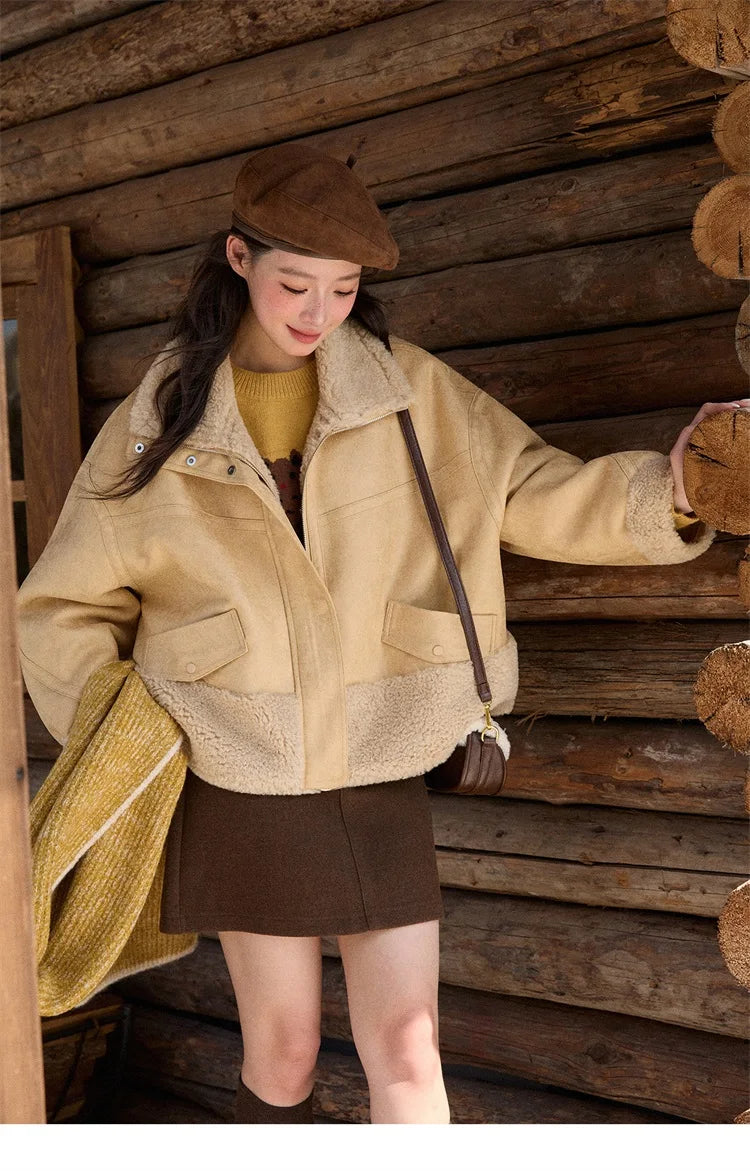 MISHOW Yellow Stand Collar Jacket Zipper Loose Windproof MXE90W0996