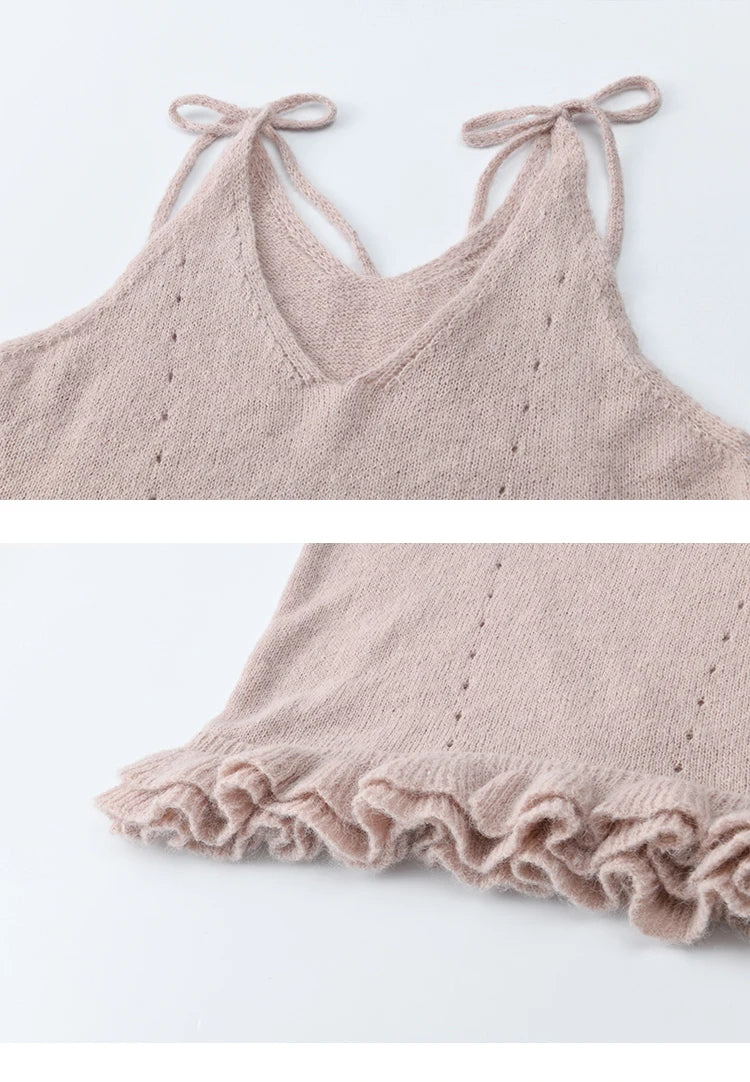 Mishow Pink Crew Neck Cardigan & Suspenders Set MXE48T1404