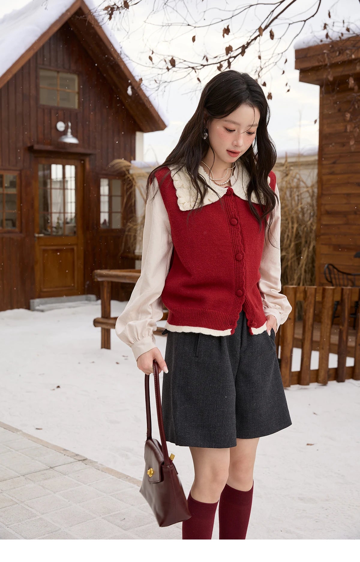 Mishow Black Peter Pan Collar Knitted Vest MXE45Z2484