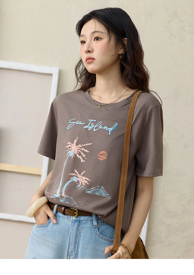 Mishow Cartoon Print Tassel Detail Tee MXE31T0533