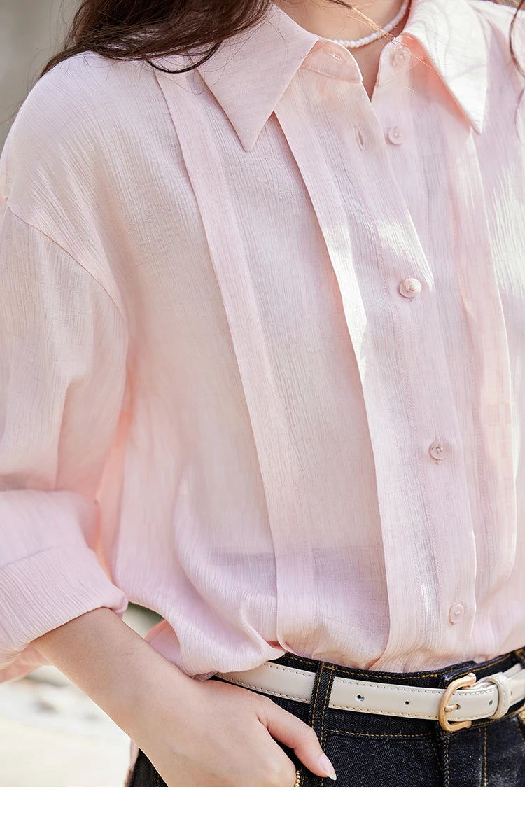MISHOW Solid Loose Fit Shirt Dropped Shoulder Turn-Down Collar MXE13C0405