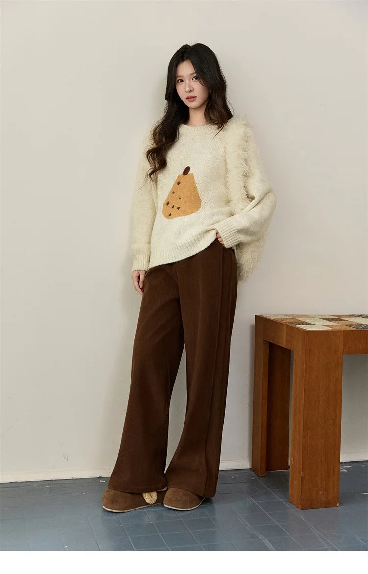 Mishow Pear Pattern Jacquard Crew Neck Pullover MXE94Z2959