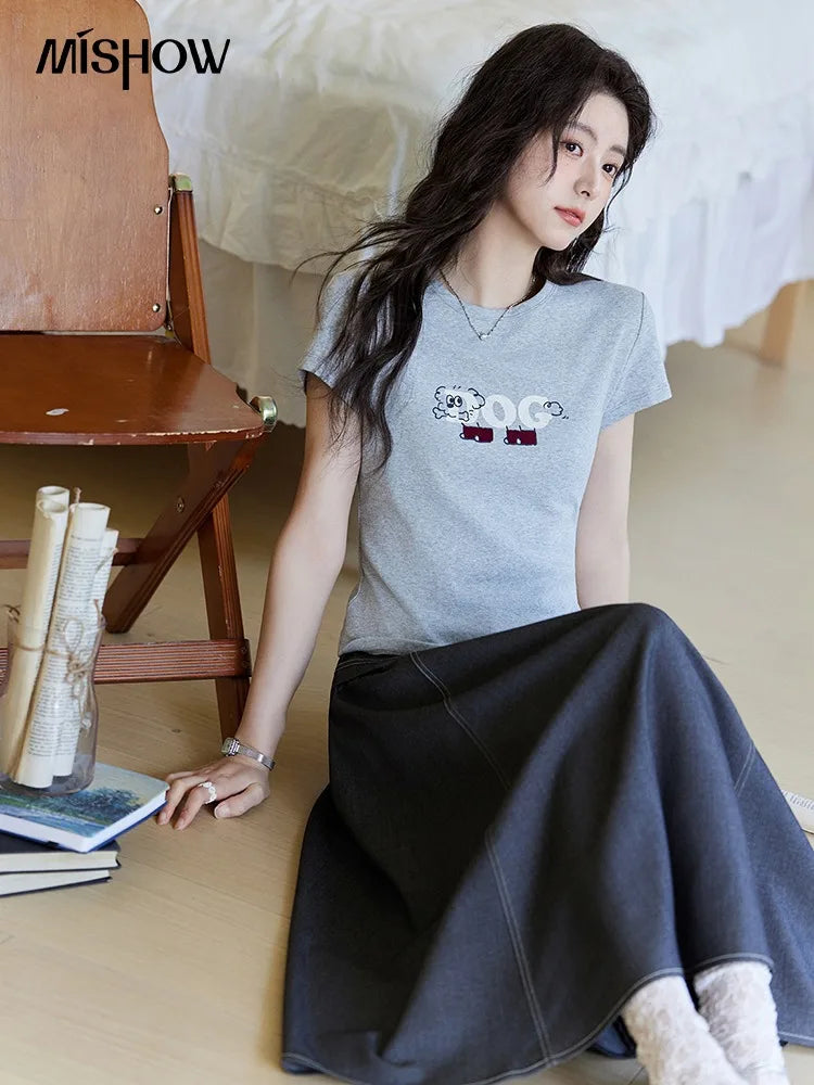 Mishow Cartoon Print Round Neck Tee MXE13T0495