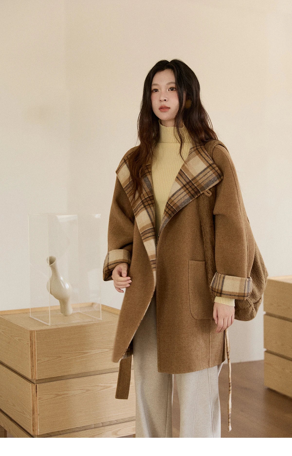 Mishow Plaid Double-Faced Wool Coat MXE89W0898