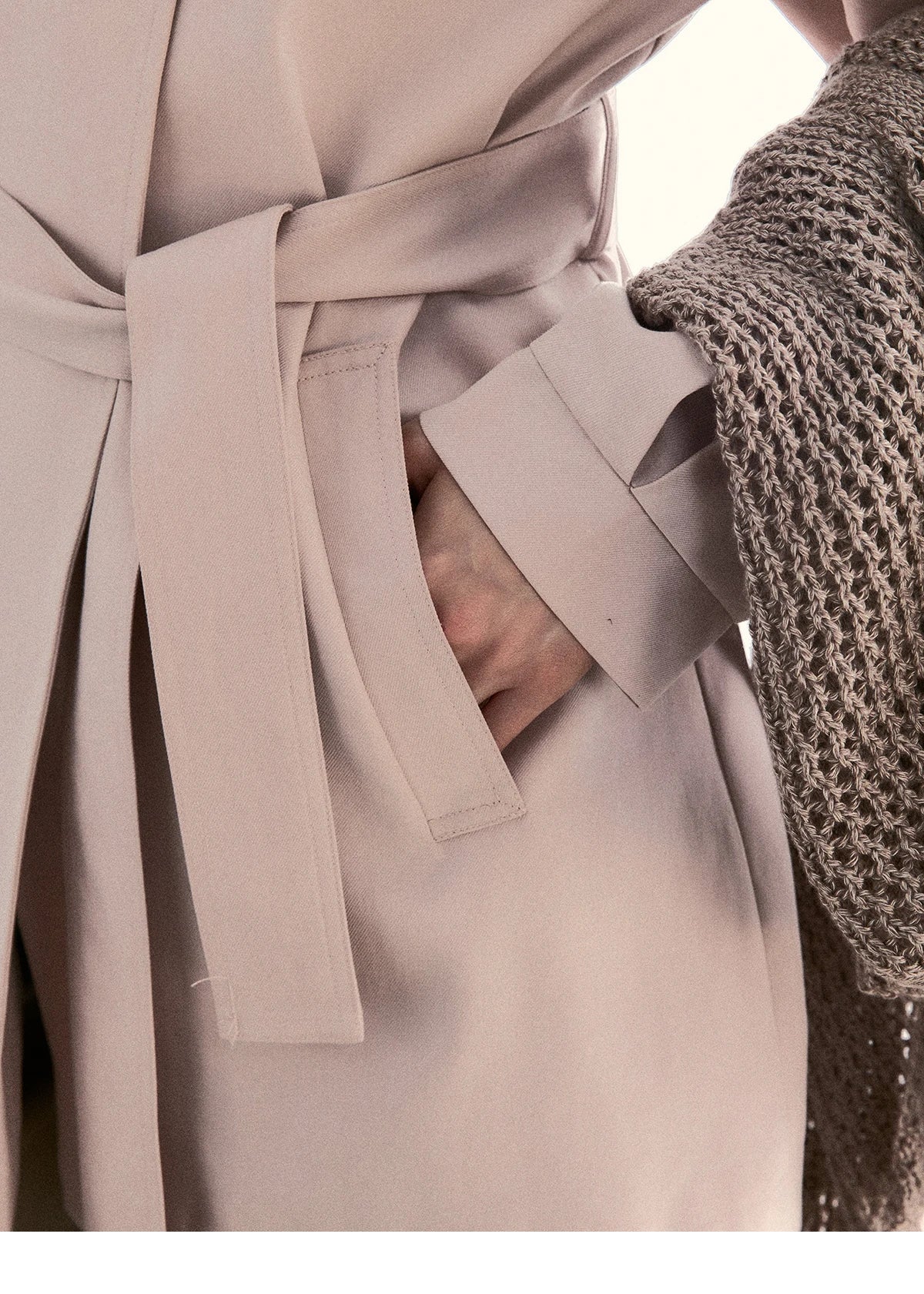 Mishow Dusty Pink Stand Collar Belted Trench MXF108W1002