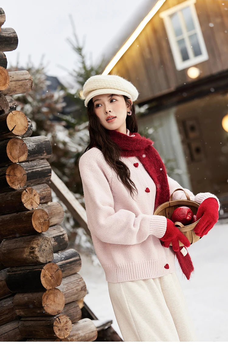 Mishow Love Heart Button Color Clash Cardigan MXD58Z1127