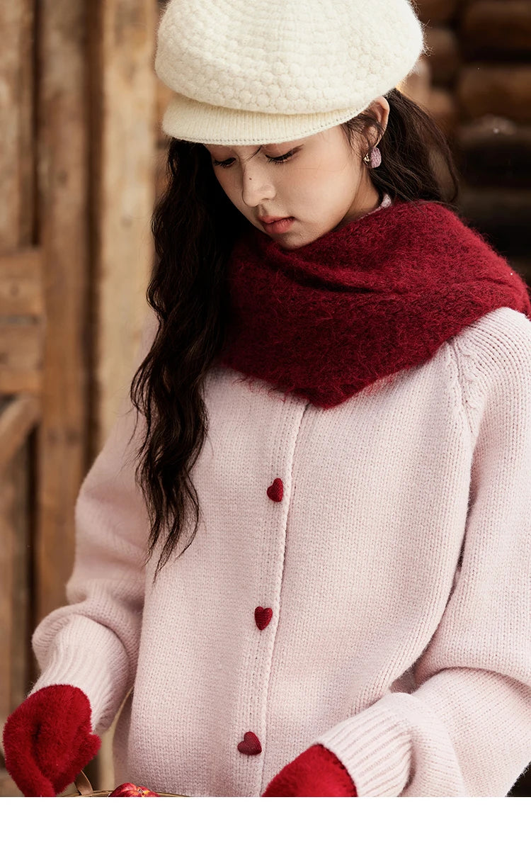 Mishow Love Heart Button Color Clash Cardigan MXD58Z1127