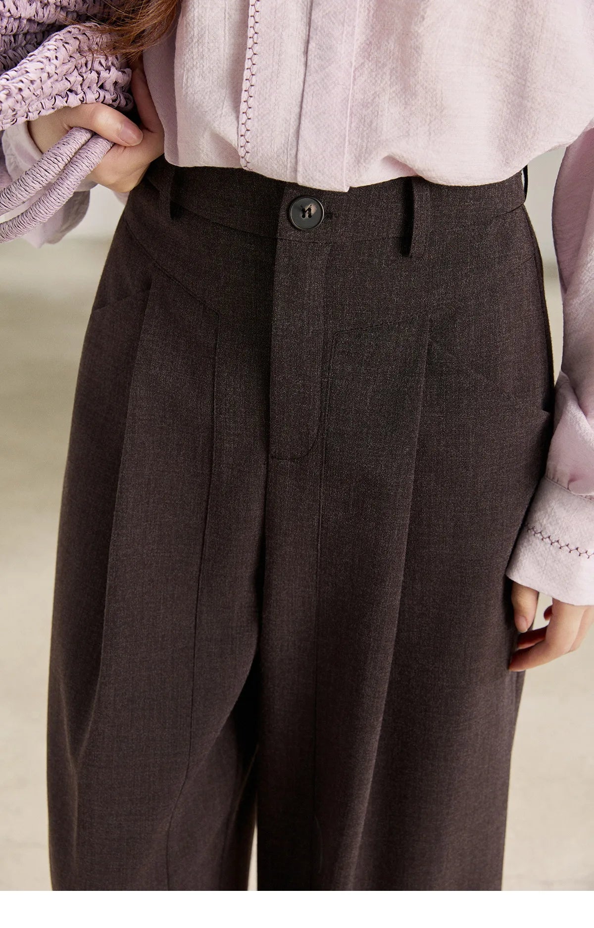 MISHOW Dark Purple Wide Leg Pants High Waist Pleated MXF13K1204