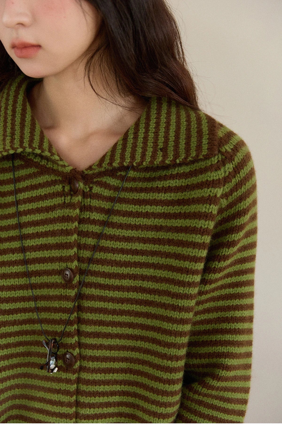 Mishow Striped Stand Collar Raglan Cardigan MXE88Z2690