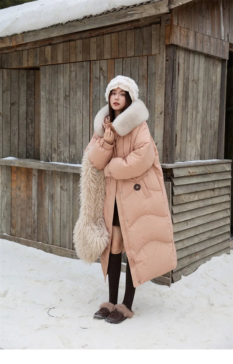 Mishow Fox Fur Collar 90% White Duck Down Jacket MXE51Y0082