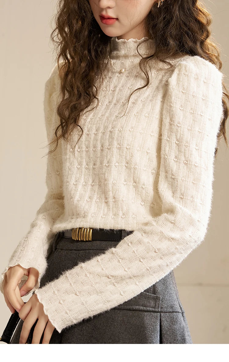 Mishow Lace Mock Neck Bottoming Shirt MXC58Z0481