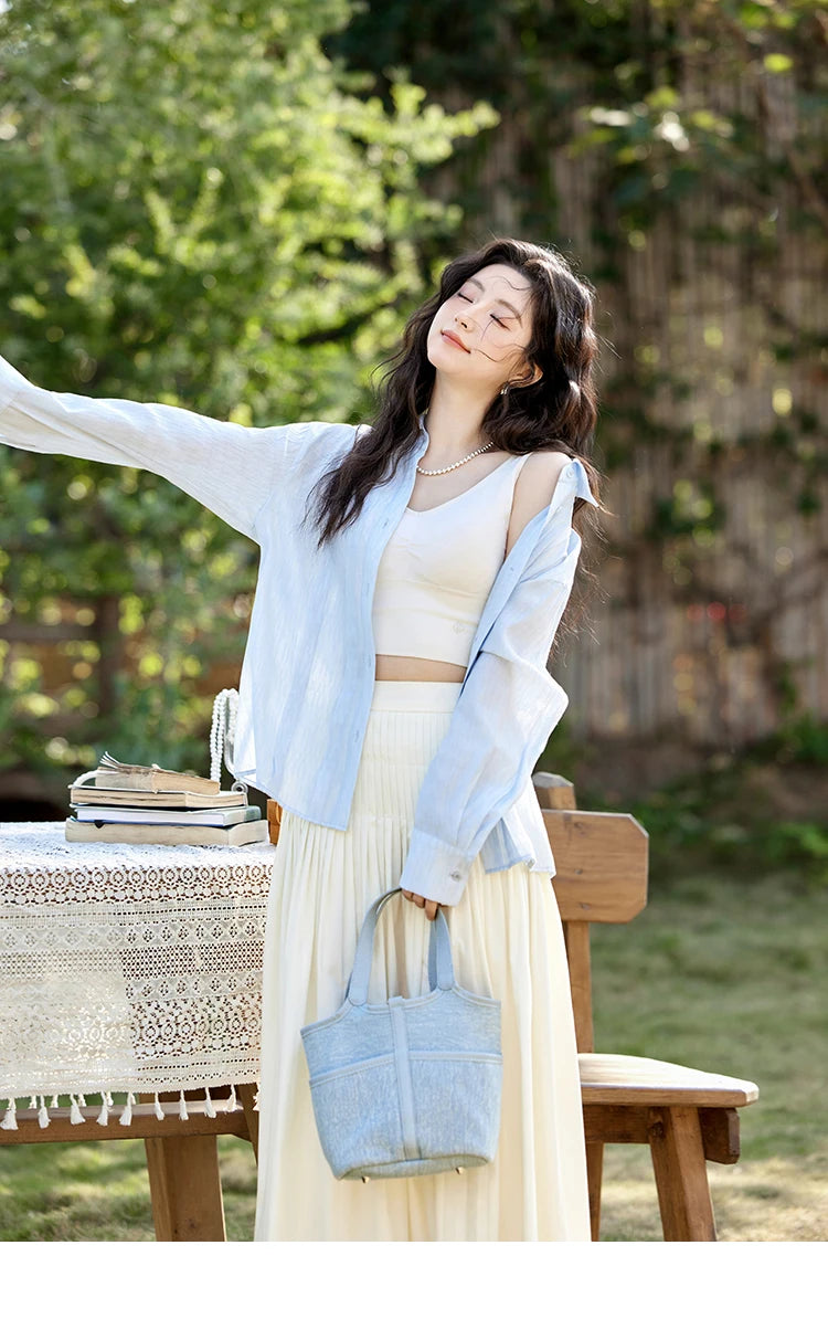 MISHOW Solid A-Line Slim Long Skirt High Waist Zipper MXE12B0663