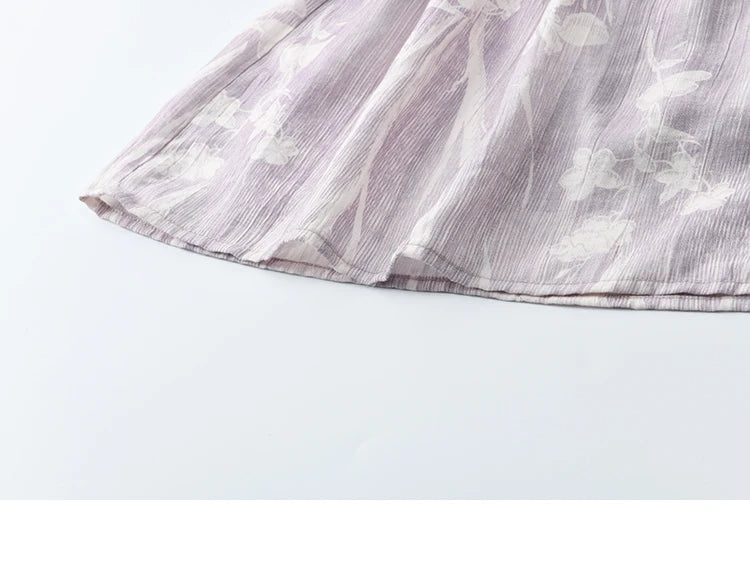 Mishow Print U-Neck Lace Hollow Chiffon Dress MXE32L2164