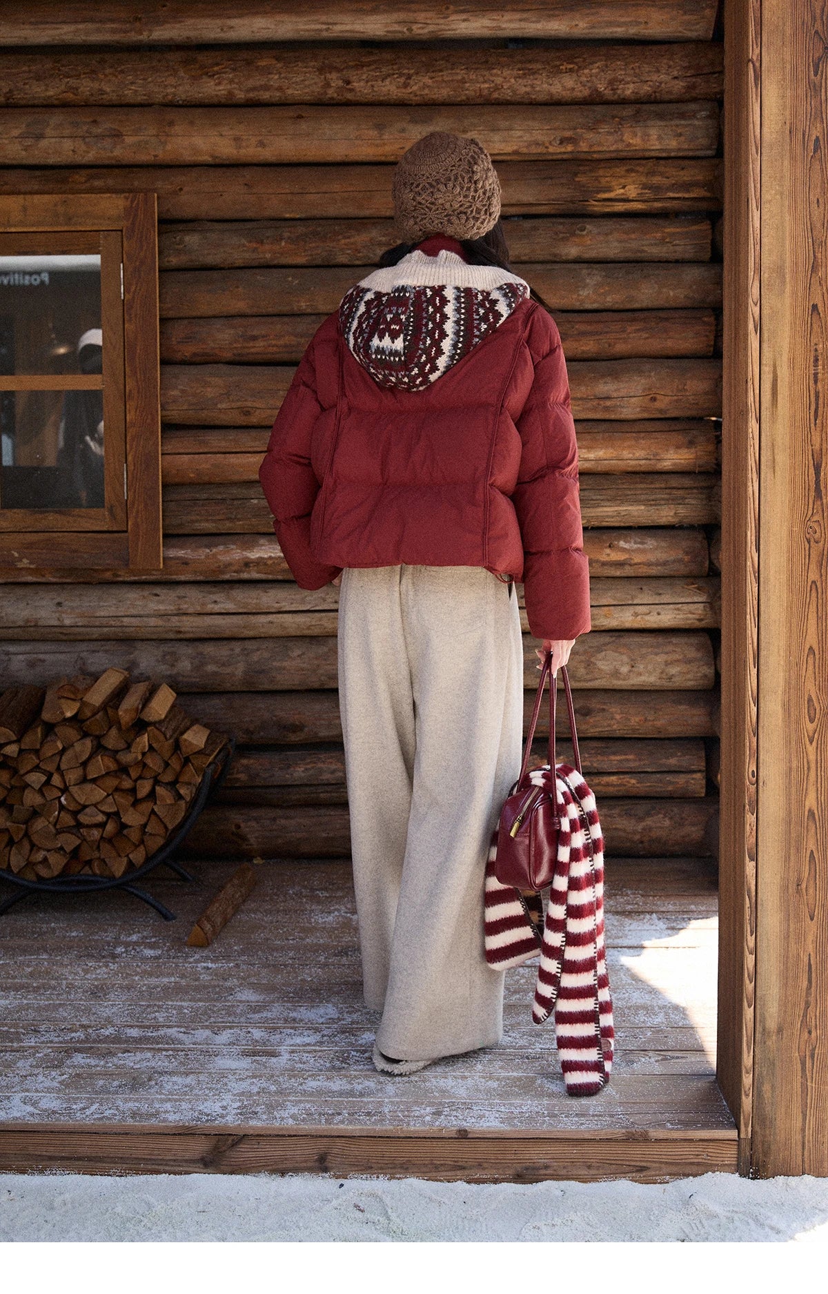Mishow Christmas Jacquard Hat Down Jacket MXE90Y0086
