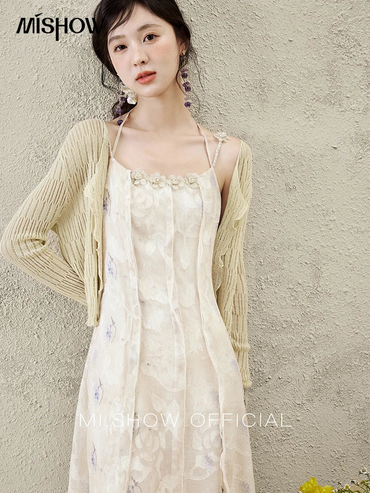 Mishow Print Square Collar Suspender Dress MXE16L2144