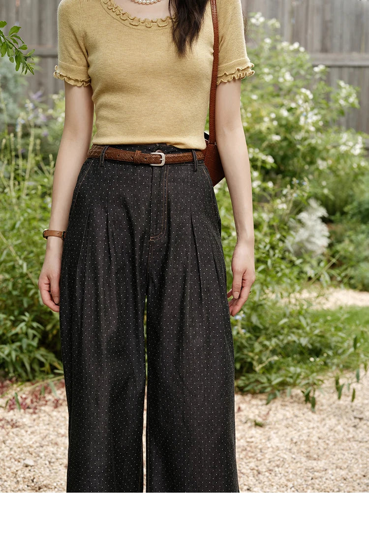 Mishow Polka Dot High Waist Wide Leg Jeans MXE38K0956
