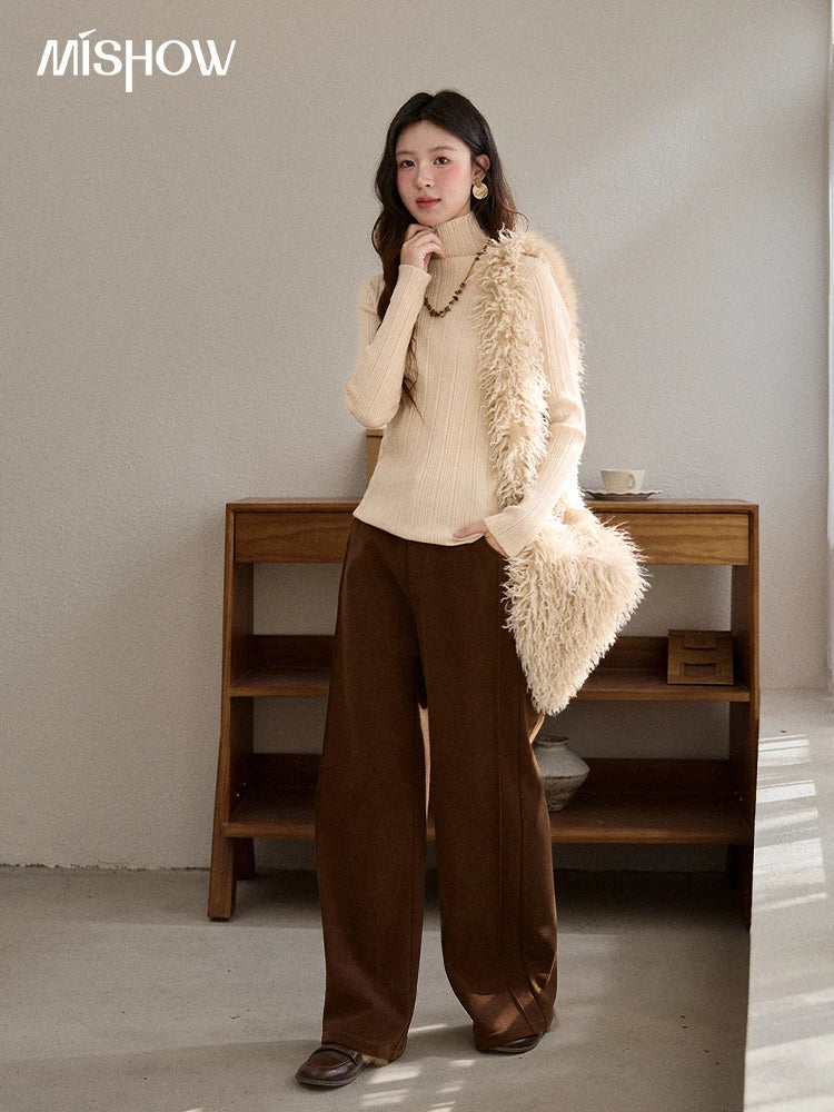 MISHOW Corduroy Straight Leg Pants Silver Fox Velvet Warm MXE91K1125