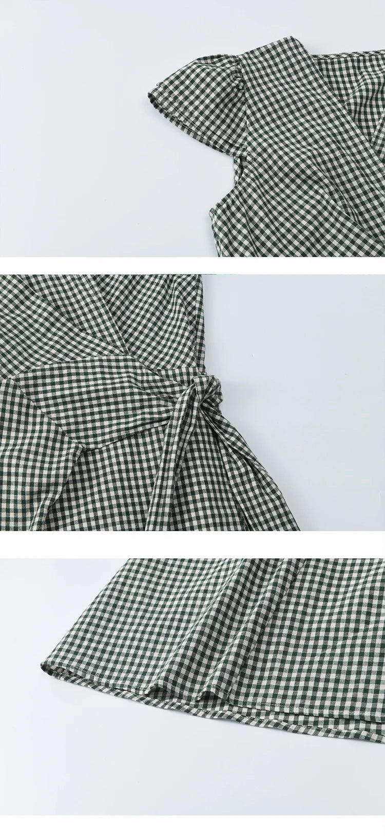 Mishow V-Neck Plaid Waist Cinched Sash Dress MXE39L2410