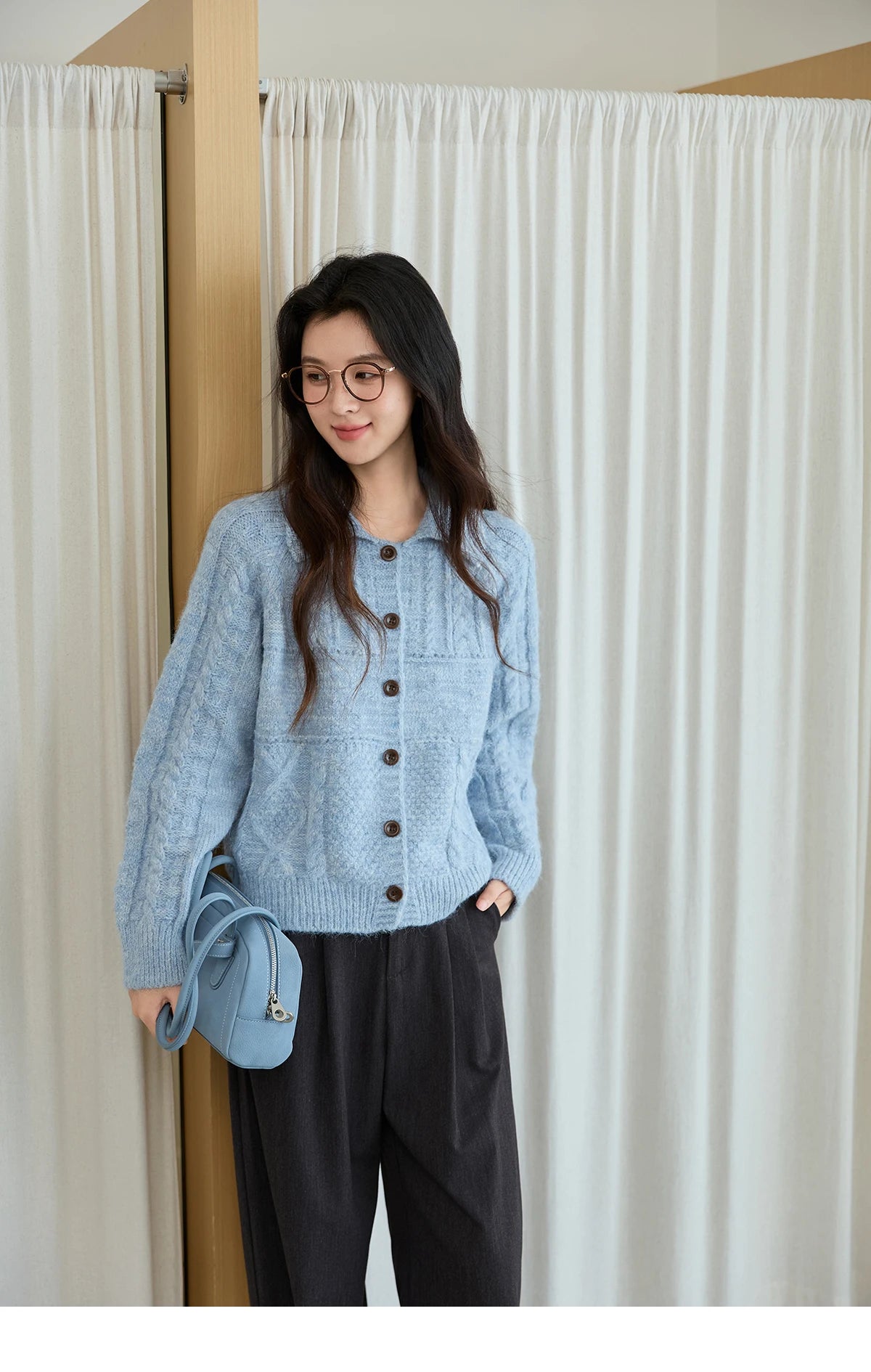 Mishow Simple Turn-Down Collar Knit Cardigan MXE48Z2611