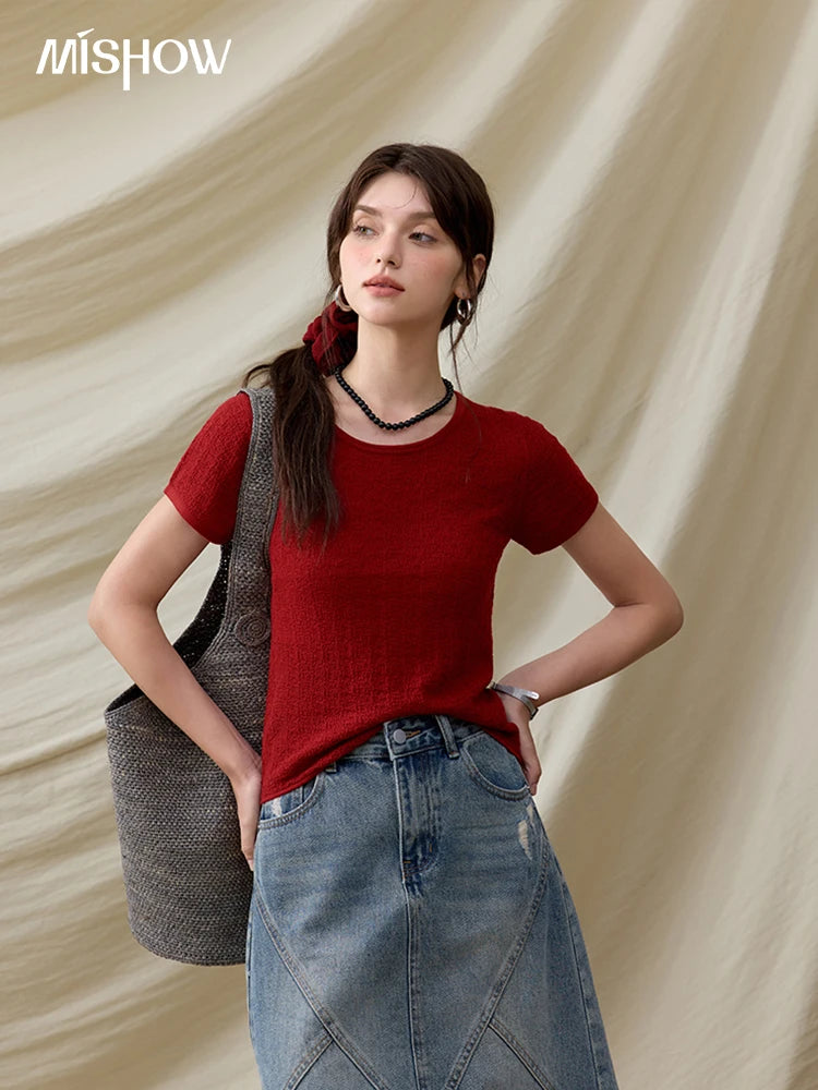 Mishow Solid Slim Knit Office Tee MXE34Z1257