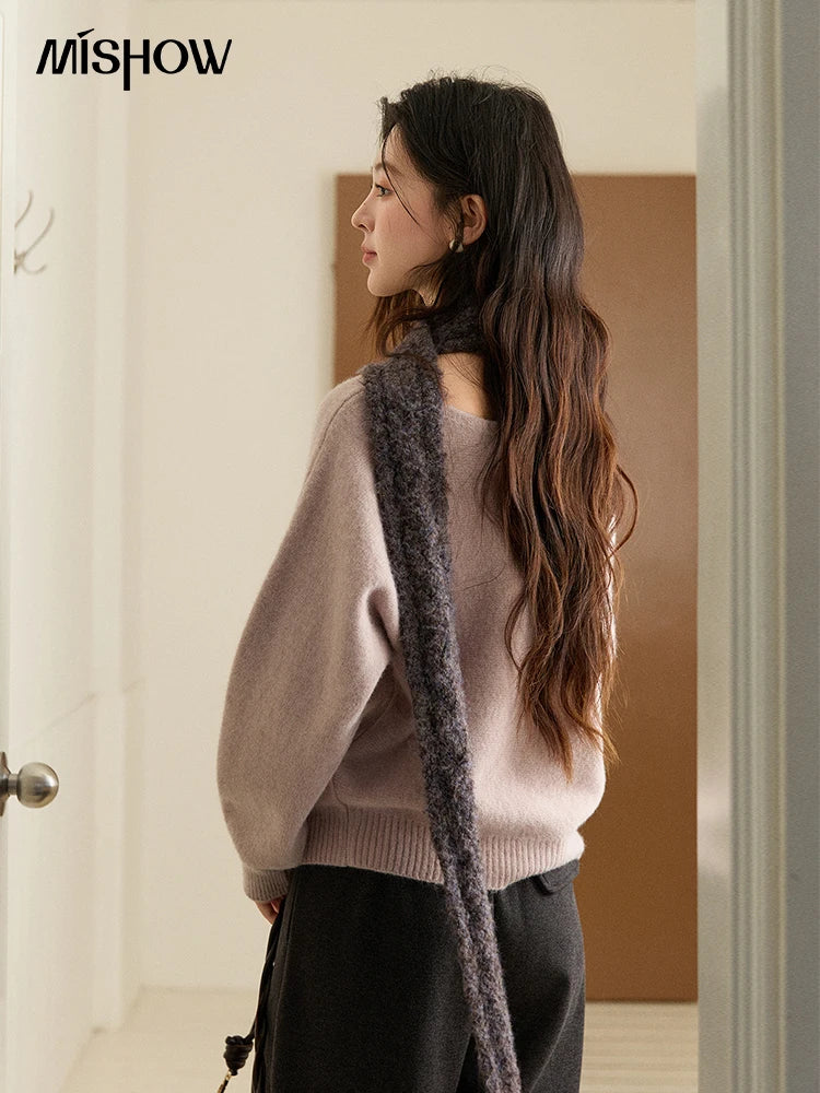 Mishow Boat Neck Lantern Sleeve Pullover MXE94Z2984
