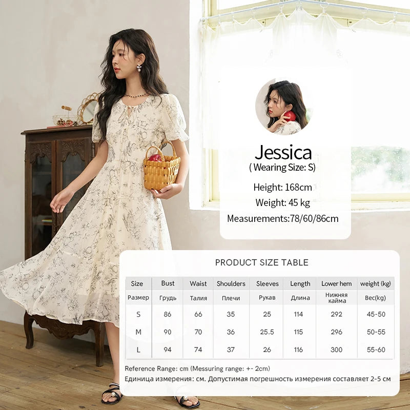 MISHOW Floral Print Lace-Up Chiffon Dress MXD27L1841