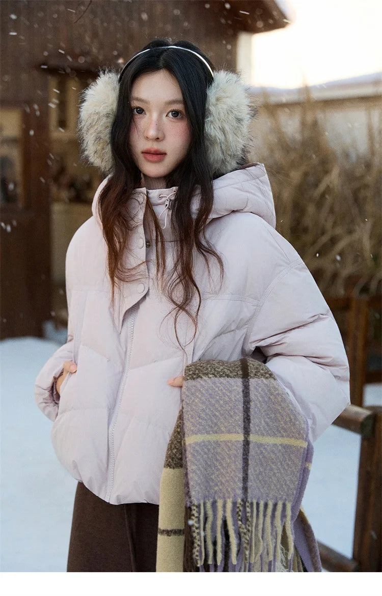 Mishow Hooded 90% White Duck Down Short Coat MXE51Y0080