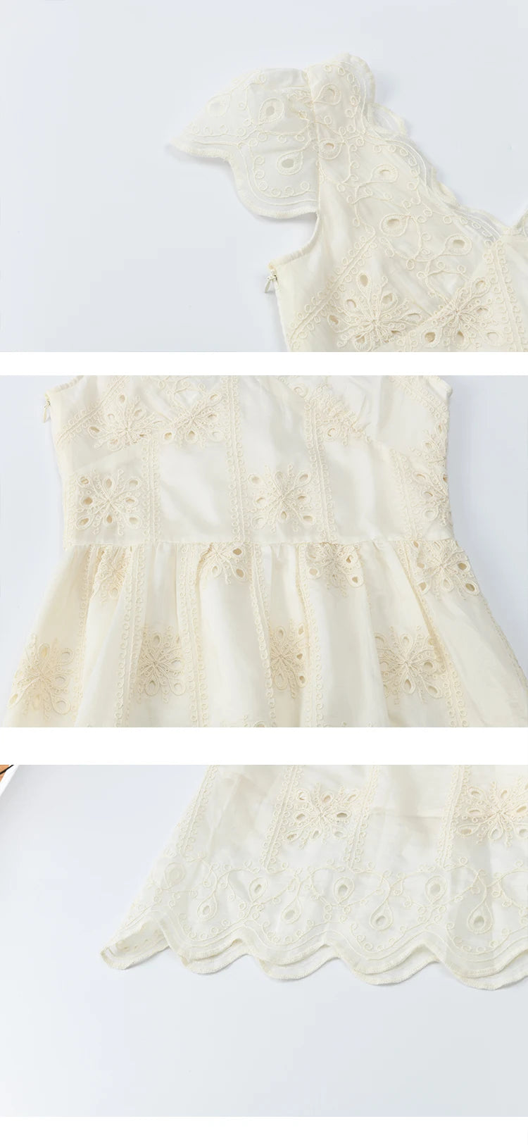 Mishow Flying Sleeve V-Neck Hollow Embroidered Dress MXE39L2404