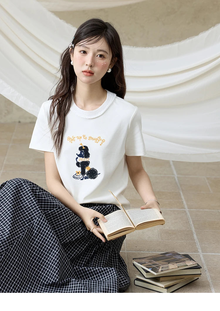 Mishow Dog Embroidered Cartoon Tee MXE33T0540