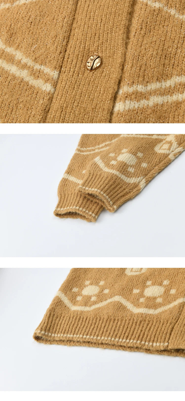 Mishow Yellow Jacquard Plant Pattern Cardigan MXE48Z2522