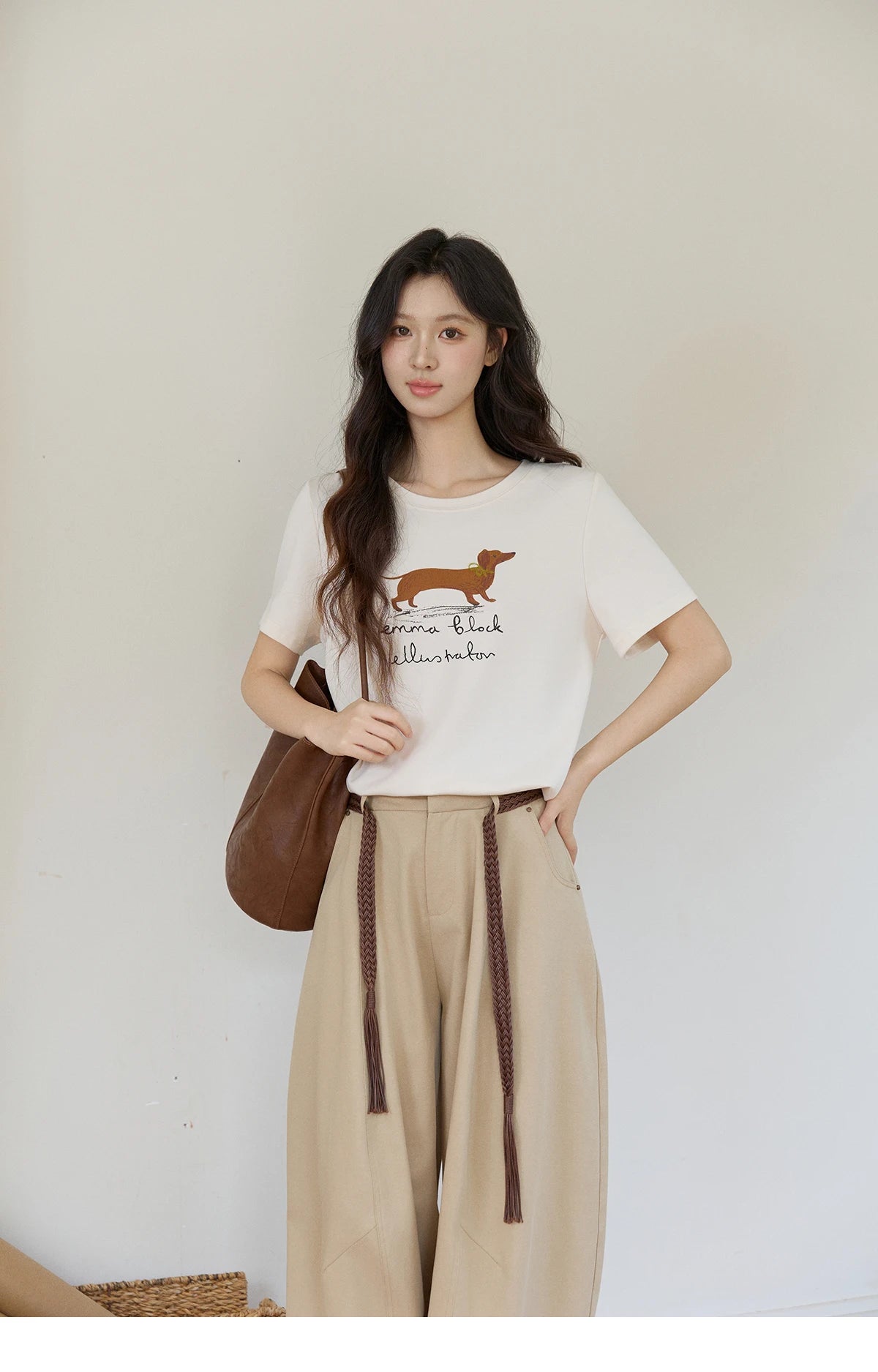 MISHOW Khaki Wide Leg Pants High Waist Belted Rear Pocket MXF13K1237