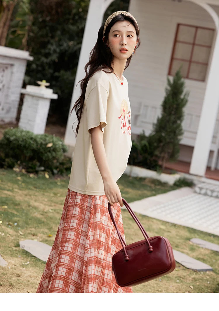 Mishow Cartoon Print Loose Round Neck Tee MXE34T0559