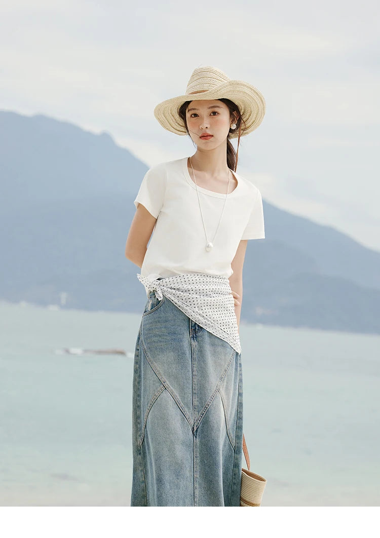 Mishow Solid Square Neck Straight Tee MXE15T0483